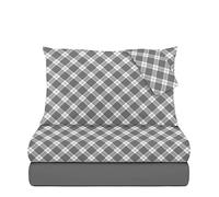 KASANOVA Parure de lit Double en Coton écossais Gris