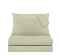 KASANOVA Parure de lit double vert couleur unie coton
