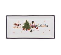 KASANOVA Plat de Service de Noël en Porcelaine Multicolore - Plat de Présentation pour Entrées, Plats et Desserts, Table des Fêtes (Rectangulaire 36x21)