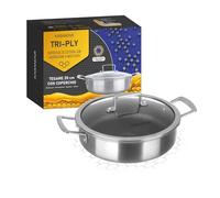 KASANOVA Poêle 20 cm avec couvercle à 3 couches Tri - gris cuisson, Accessoire Cuisine