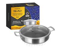 KASANOVA Poêle à frire 28 cm avec couvercle 3 couches Tri - pli gris Cuisson