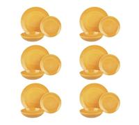 KASANOVA Service de vaisselle pour 6 personnes, service de vaisselle 18 pièces, assiettes en céramique stoneware pour micro-ondes et four, lavables au lave-vaisselle (Jaune)