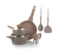 KASANOVA Set de casseroles antiadhésives 0 Graisses, batterie de cuisine pour induction et tous types de plaques, set de casseroles et poêles antiadhésives à 4 couches avec design moderne. (8 pièces)