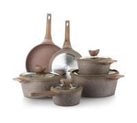 KASANOVA Set de casseroles antiadhésives 0%, batterie de cuisine pour induction et tous types de plaques, set de casseroles et poêles antiadhésives à 4 couches avec design moderne (10 pièces)