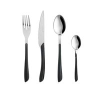 KASANOVA Set de couverts Afrodite, Set de couverts de table, Set 24 couverts en acier inoxydable, Couverts en acier inoxydable (Noir)