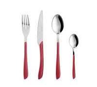 KASANOVA Set de couverts Afrodite, Set de couverts de table, Set 24 couverts en acier inoxydable, Couverts en acier inoxydable (Rouge)