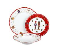 KASANOVA Set de table 3 assiettes soldats de Noël rouges
