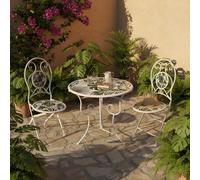KASANOVA Set table jardin et 2 chaises décor feuille fer