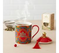KASANOVA Tasse en porcelaine avec filtre à thé Royal Garden Rouge