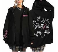 KASENFASHION Harajuku Sweat à capuche style Y2K - Mignon BangChan Lee Know Changbin Hyunjin Han Felix Seungmin I.N Print Unisexe Harajuku Streetwear Zip Hoodie, Noir , S