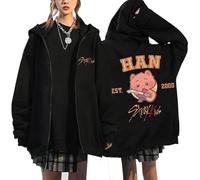 KASENFASHION Harajuku Sweat à Capuche - Y2K Sweat à Capuche zippé Mignon BangChan Lee Know Changbin Hyunjin Han Felix Seungmin I.N Motifs Unisexe Harajuku Streetwear, Noir9., L