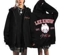 KASENFASHION Harajuku Sweat à Capuche - Y2K Sweat à Capuche zippé Mignon BangChan Lee Know Changbin Hyunjin Han Felix Seungmin I.N Motifs Unisexe Harajuku Streetwear, Noir15, XL