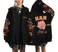 KASENFASHION Harajuku Sweat à Capuche - Y2K Sweat à Capuche zippé Mignon BangChan Lee Know Changbin Hyunjin Han Felix Seungmin I.N Motifs Unisexe Harajuku Streetwear, Noir1, XL