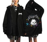 KASENFASHION Harajuku Veste à capuche - Style Y2K avec fermeture éclair mignon BangChan Lee Know Changbin Hyunjin Han Felix Seungmin I.N Harajuku Streetwear, Noir2, L