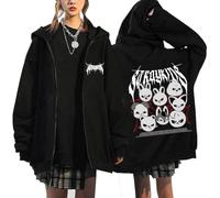 KASENFASHION Harajuku Y2K Sweat à capuche - Sweat à capuche zippé mignon BangChan Lee Know Changbin Hyunjin Han Felix Seungmin I.N Harajuku Streetwear Unisexe, Noir12., L