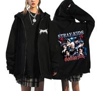 KASENFASHION Harajuku Y2K Sweat à capuche - Sweat à capuche zippé mignon BangChan Lee Know Changbin Hyunjin Han Felix Seungmin I.N Harajuku Streetwear Unisexe, Noir21., L
