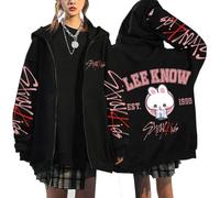 KASENFASHION SKZOO Sweat à capuche-Y2K Sweat à capuche zippé mignon BangChan Lee Know Changbin Hyunjin Han Felix Seungmin I.N Motifs Unisexe Harajuku Streetwear, Noir7., XL