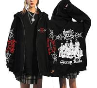 KASENFASHION Stray Kids SKZOO Veste à capuche Y2K - BangChan Lee Know Changbin Hyunjin Han Felix Seungmin I.N Motifs Harajuku Streetwear Oversize Hoodie Unisexe, Noir22, M