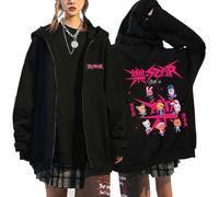 KASENFASHION Stray Kids SKZOO Y2K Sweat à capuche zippé - Adorable BangChan Lee Know Changbin Hyunjin Han Felix Seungmin I.N Harajuku Streetwear Veste surdimensionnée, Noir25, M