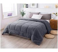 KASENTEX Couette Sherpa de Luxe Super Douce en Peluche - Polaire réversible Confortable - Rembourrage Alternatif au Duvet d'oie, literie Lavable en Machine, Gris Excalibur, lit Simple/Simple XL