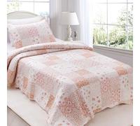 KASENTEX Parure de lit légère pour lit Simple (Patchwork Floral Rose, 213,4 x 172,7 cm)