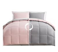 KASENTEX Parure de lit matelassée en Duvet Alternatif pour Toutes Les Saisons, réversible, Ultra Douce, Lavable en Machine (lit Simple, Pot-pourri Rose/Quartz argenté)
