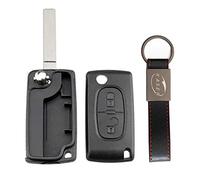 KASER Coque Clé Télécommande Plip 2 Boutons Citroen C1 C2 C3 C4 C5 (no Battery Place) avec Porte-Clés en Cuir
