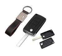 KASER Coque Clé Télécommande Plip 3 Boutons Citroen C1 C2 C3 C4 C5 (no Battery Place) avec Porte-Clés en Cuir