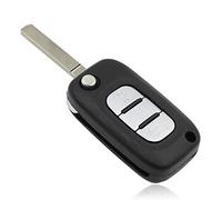 KASER Coque Clé Télécommande Plip 3 Boutons Folding pour Renault Clio Twingo Megane Scenic Laguna Espace Kangoo Safrane Master Trafic Vivaro Modus avec Porte-Clés en Cuir