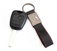 KASER Coque Clé Télécommande Plip pour Peugeot 106 207 208 206 307 Citroen C1 C2 C3 Toyota Aygo sans Logo avec Porte-Clés en Cuir