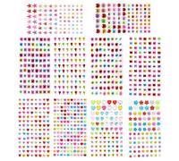 KASESSS 10 Feuilles Strass Autocollant Coloré, Déco Autocollant Strass a Coller, Acrylique Autocollant Scrapbooking Adhésif Strass Stickers pour Visage Nail Art Maquillage DIY Artisanat Décoration
