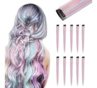 KASESSS 10 Pièces Extension Cheveux Clip Coloré, MèChe Cheveux, Hair Extension Long Raides Pour Femmes enfants filles 55 cm, Party Festival Cosplay
