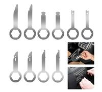 KASESSS 10 Pièces Kit Cle Extraction Autoradio, Outil de Déverrouillage D'autoradio Réutilisable, Acier Inoxydable Clef Extraction Autoradio Compatible avec Mercedes Audi Porsche Renault BMW Opel