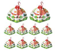 KASESSS 10 Pièces Petite Boite Cadeau Noël, Coffret Cadeaux Vides pour Bonbons, Decoration Noel Boite Cadeau, Triangle Boites de Bonbons Bonhomme de Neige Renne avec Ruban pour Bonbons Chocolats