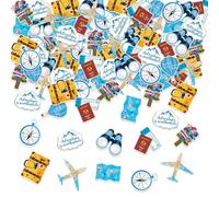 KASESSS 100 Pièces Aventure Touristique Autour du Monde Confettis, Confettis Anniversaire, Décoration Table en Papier, Thème de l'Aventure Bleue confettis Mariage pour Anniversaire Mariage Fête