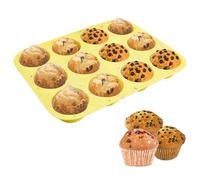 KASESSS 12 Cavités Moule Muffins Silicone, Antiadhésifs De Qualité Alimentaire Moule Cupcake, Moules Muffins 3 Cm De Profondeur, Passe Au Lave-Vaisselle Moules à Pâtisserie Pour Cupcakes, Puddings
