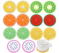 KASESSS 14 Pièces Caoutchouc Fruit Dessous de Verre, Citron sous Verre Ronds, Créatifs Antidérapant sous Tasse, Fruits Dessous Verre, pour la Maison, Le Bureau,Le Bar et Le Restaurant