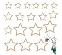 KASESSS 18 Pièces Cercle Attrape Reve en Forme D'Étoile 3 Formes, Cercle Bois Macramé pour Attrape Rêve, Art Créatif DIY