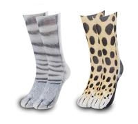 KASESSS 2 Paire Chaussettes Unisexes Pieds Animaux, Chaussettes Chat, Chaussettes Pattes de Chat, 3D Patte De Chat Pieds Imprimé Animal Mi-chaussettes, Léopard, Chat, Chaussettes pour Jeux de Famille