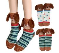 KASESSS 2 Paires Chaussettes Femmes Hiver, Chaussettes Chauffantes, Chaussette Chaudes Femme Caricature de Teckel, Douces Et Chaudes Corail Polaire, Mi-Chaussette Douces Respirantes, Taille Unique