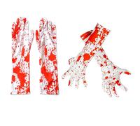 KASESSS 2 Paires Halloween Gants Sanglantes, Effrayant Gants de Tachés de Sang, Terrible Gants Longs Blancs, Accessoires de Costume Halloween Props Partie Bas de Sang Tissu Vêtements Cosplay