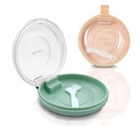 KASESSS 2 Pièces Boite a Dentier, Portable Boite Gouttiere Dentaire, Boite Appareil Dentaire avec Petite Brosse, Mince Boite Dentier, Boite Aligneur pour Prothèses Dentaires, Orthodontie (Rose,Vert)