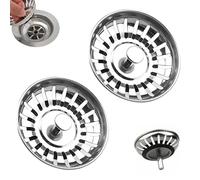 KASESSS 2 Pièces Bouchon Evier Cuisine, 78mm Filtre Evier Cuisine, Bonde Evier Cuisine, Acier Inoxydable Accessoires pour Evier de Cuisine Filtre D'évier Cuisine pour Drainage Rapide, Anti-Obstruction