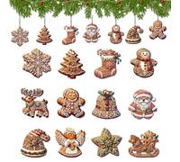 KASESSS 24 Pièces Decoration Noel Sapin en Bois, Decoration Sapin de Noel, Deco Sapin de Noel, Décoration Sapin de Noel, Deco Noel Sapin, Cerf Flocons Étoiles Decoration Noel Bois pour DIY Fête