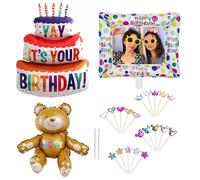 KASESSS 25 Pièces Photobooth Gonflable avec Accessoires pour Anniversaire, Cadre Photo Decoration Fêtes Selfie, 57x55cm