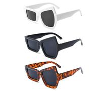 KASESSS 3 Pièces Lunettes de Soleil Femme, Lunette De Soleil Drôles, Rétro Lunette De Soleil, Irrégulières à Grands et Petits Yeux, Protection UV400 Sunglasses pour Femme Homme Légères et Asymétriques