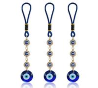 KASESSS 3 Pièces Pendentifs Le Mauvais Oeil Pendentifs Perle Turque Bleue | à Suspendre en Verre Artisanal 2.5cm Accessoires de Voiture Décoration Porte-Bonheur pour Voiture, Maison et Cadeau Suspendue