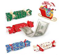 KASESSS 4 Pièces Boîte à Billets Cadeau de Noël, Tirelire de Noël pour Cadeau, Père Noëls Boîte à Billets, Forme de Bonbon Tirelire de noëls, Cadeaux de Fête Décoration pour Enfants Adultes Famille