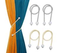 KASESSS 4 Pièces Embrasse pour Rideaux, Perle Embrasse Rideau, Embrasses À Rideaux Mode, Embrase de Rideaux pour La Décoration Intérieure, Attache Rideaux Décoration pour Maison,Hôtel (Argent,Gris)