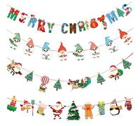 KASESSS 4 Pièces Guirlande Banderole de Noël, Banderole Joyeux Noël, Coloré Noëls Décoration Suspendu en Papier Guirlande, Vintage Guirlandes de Lettres pour Décoration de Cheminée Festivals Maison